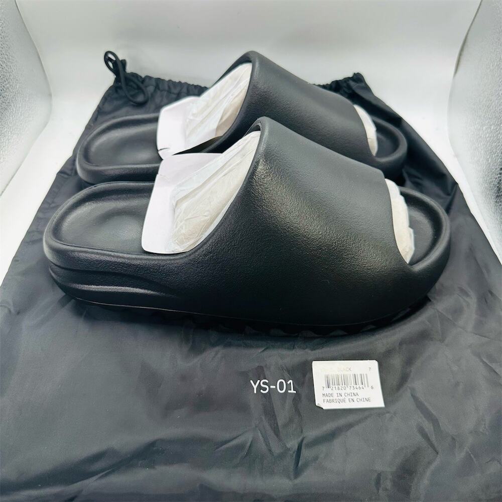 YZY Black Slide Sandals Minimalist Cushioned Slip-On w/ Bag | Size 7